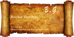 Bocke Gordon névjegykártya